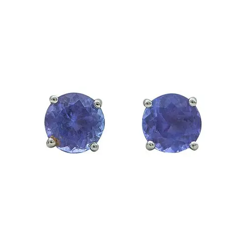 18K White Gold and Tanzanite Stud Earrings