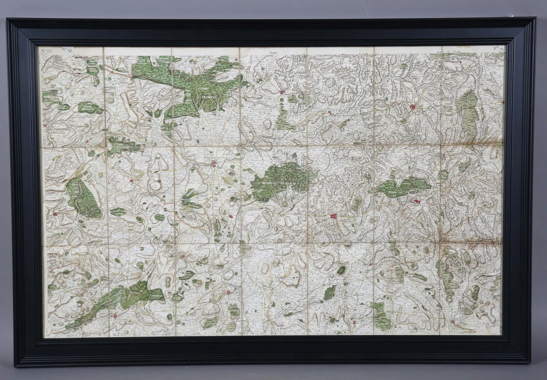 An 18th/19th century linen-backed printed and hand-coloured Cassini