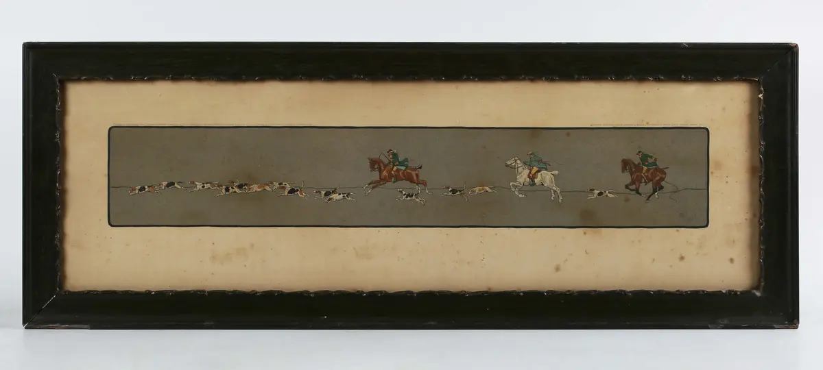 After Cecil Aldin - Hunting scene; Carriage racing scene, two colour