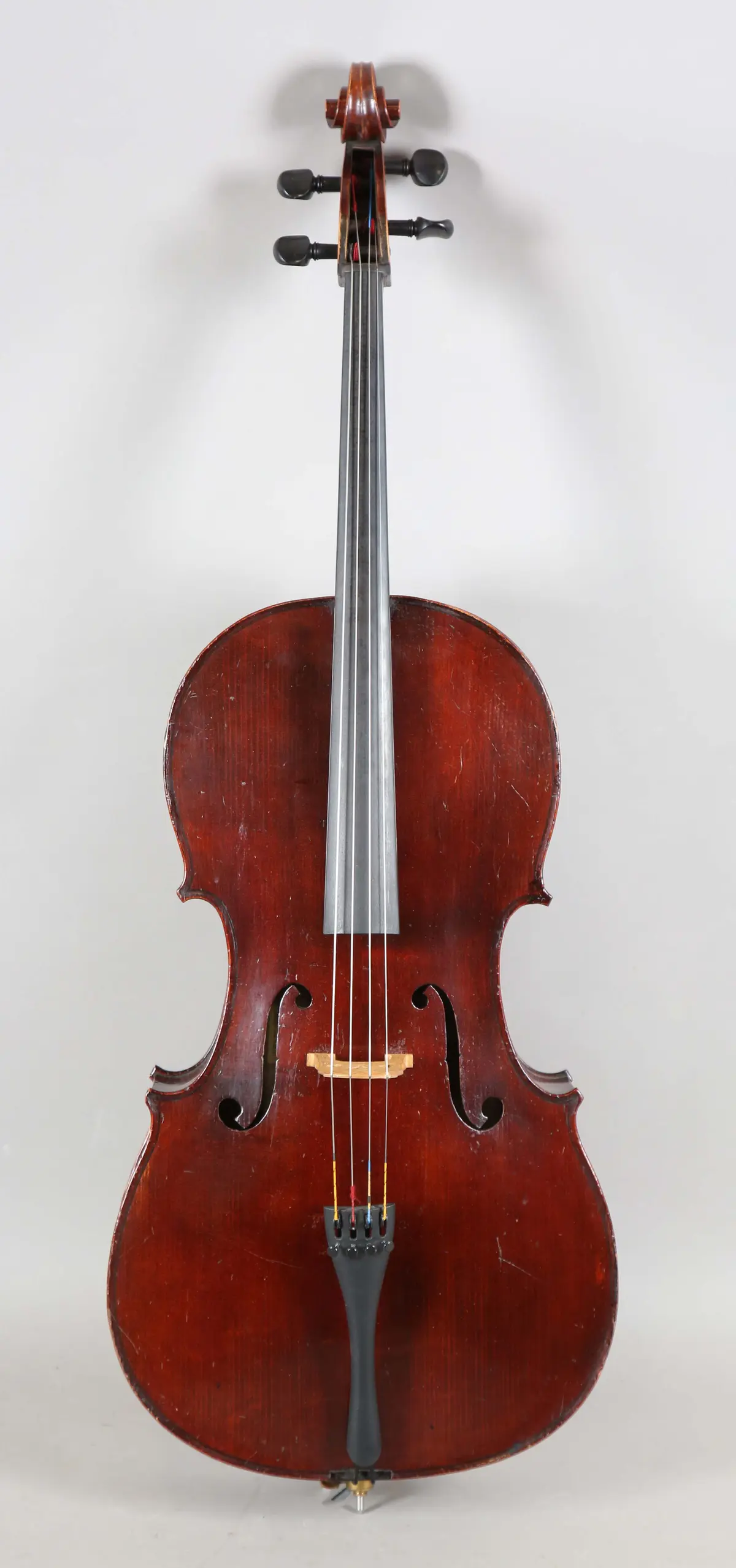 A cello with two-piece back, bearing interior label detailed 'Michel-Ange