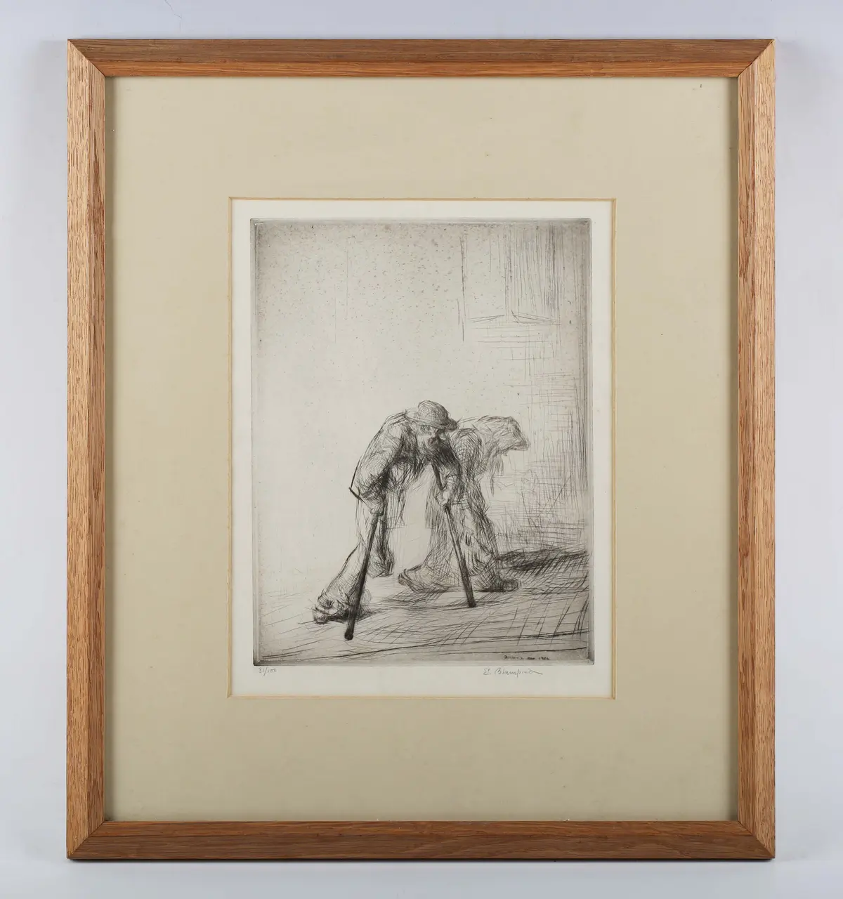 Edmund Blampied (British 1886-1966) - Poor people, etching, circa