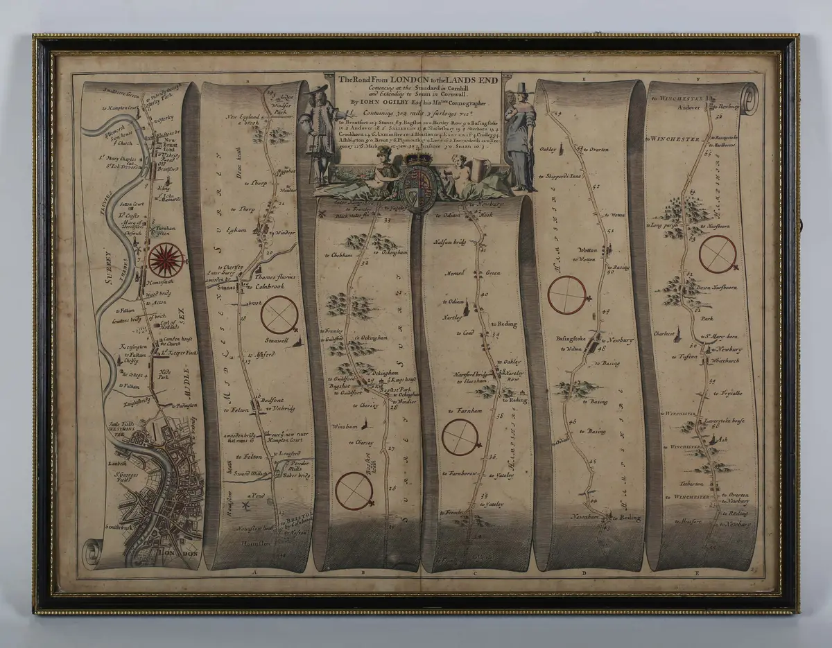 John Ogilby - 'The Road from London to the Lands End', four engravings