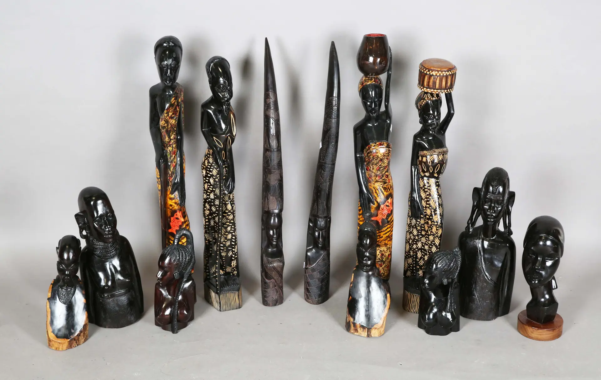 A collection of late 20th century African carved hardwood sculptures