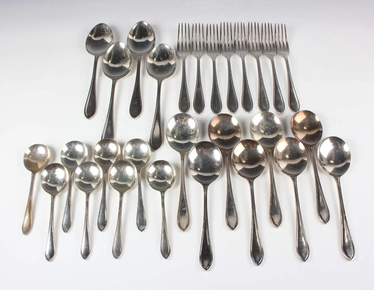 An Elizabeth II part canteen of silver Sandringham pattern cutlery