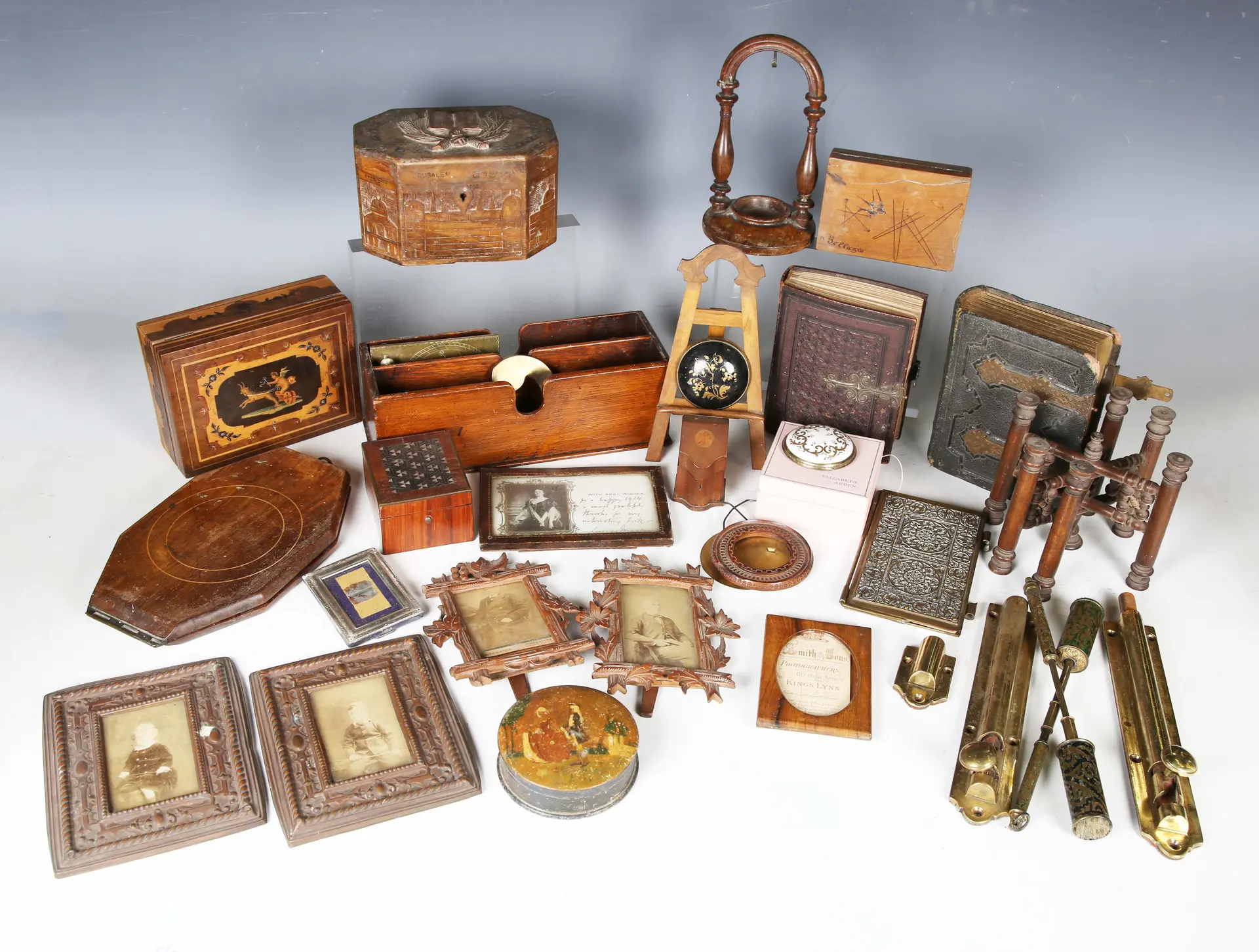 A mixed group of collectors' items, including a pair of Black Forest