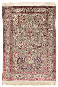 Silk Kashan Mohtashem Souf with metal brocade