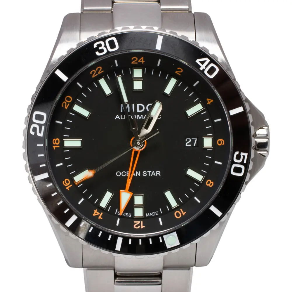 A Mido Ocean Star Captain GMT stainless steel watch
