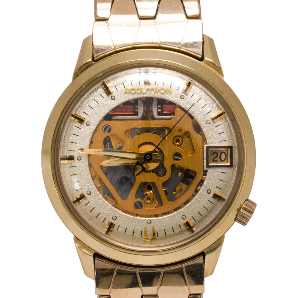 A Bulova Accutron 14k gold and stainless steel watch