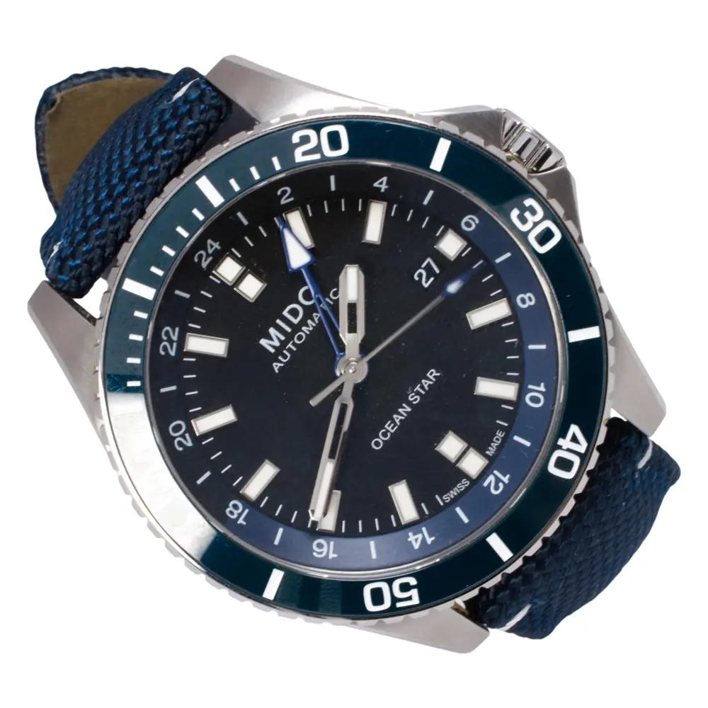A Mido Ocean Star Captain GMT stainless steel watch