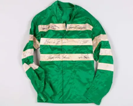 J P McManus silks signed by five jockeys