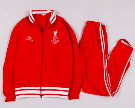 Emlyn Hughes red and white Liverpool 1971 F.A.Cup Final tracksuit