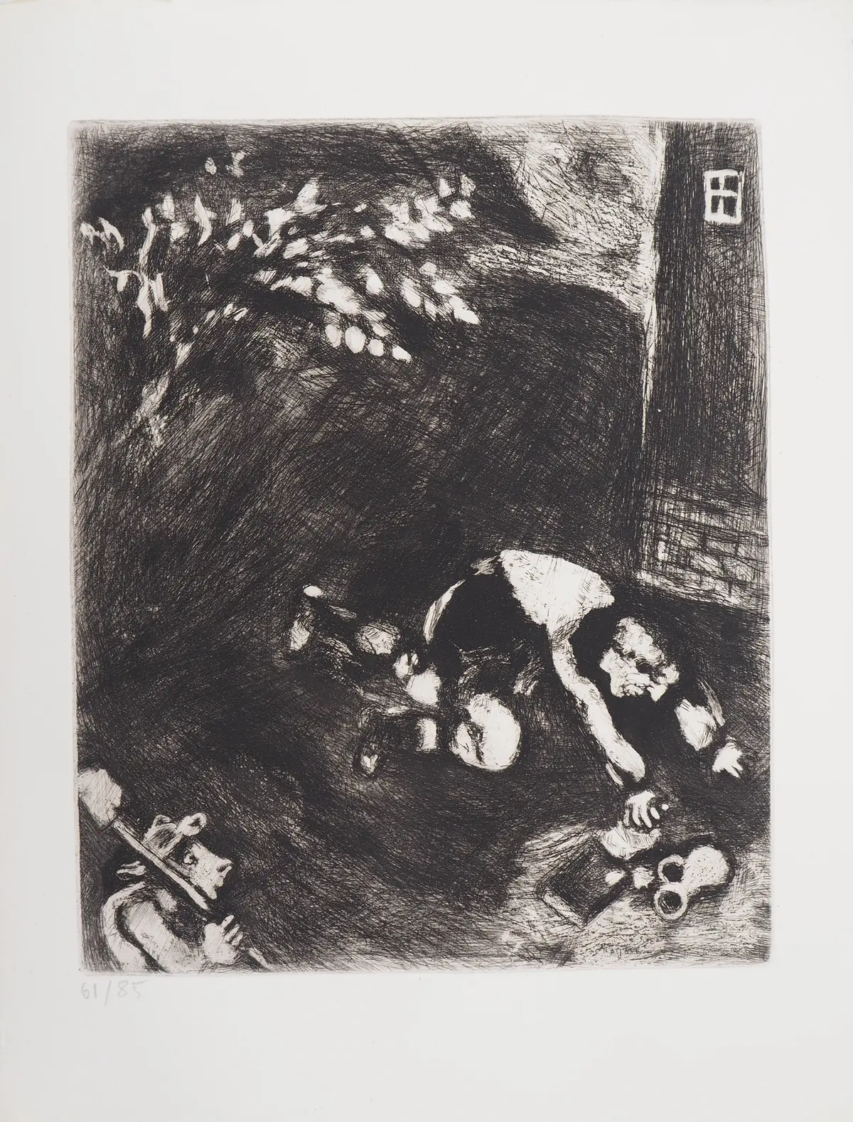 Marc CHAGALL : L'avare qui a perdu son trésor, Gravure originale signée