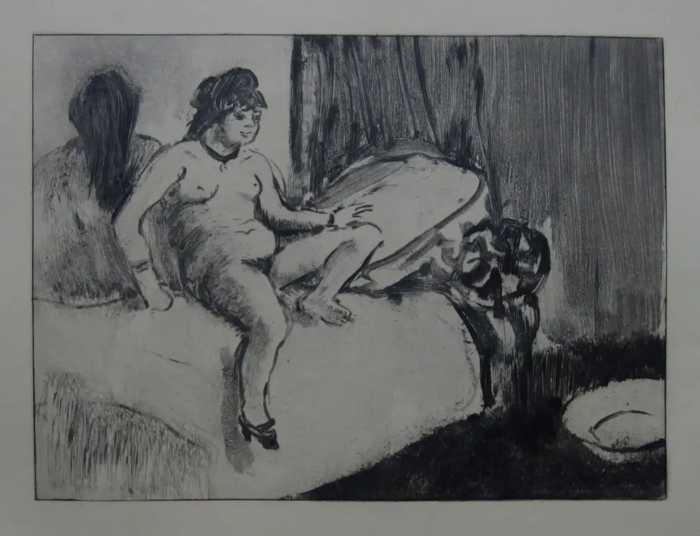 Edgar DEGAS (d’après) : La chambre au miroir - Gravure originale, 1935
