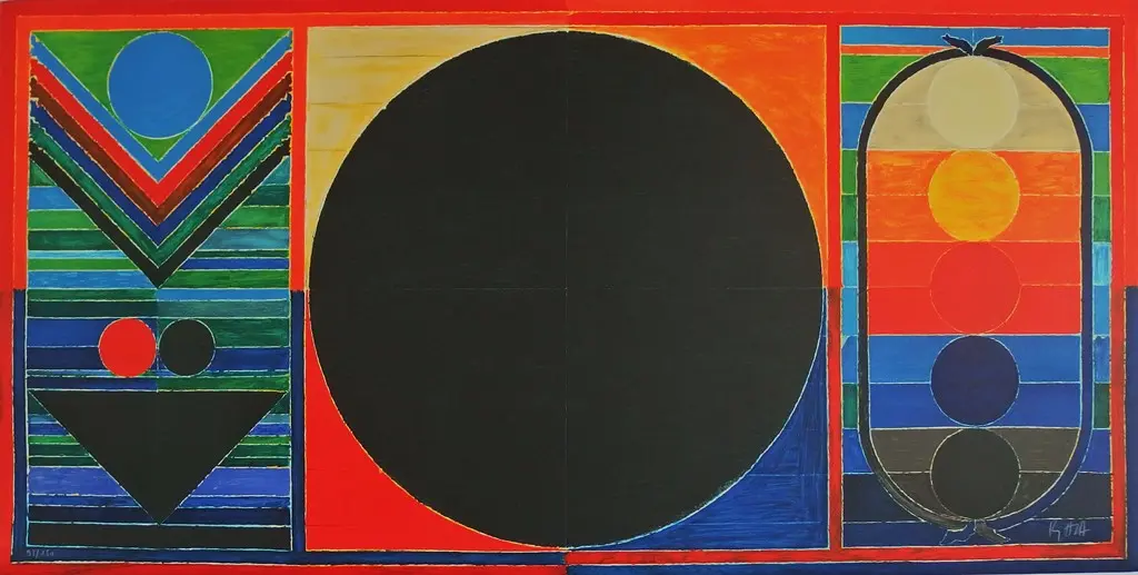 Sayed Haider RAZA - Arbre, bindu et cinq éléments, Lithographie originale