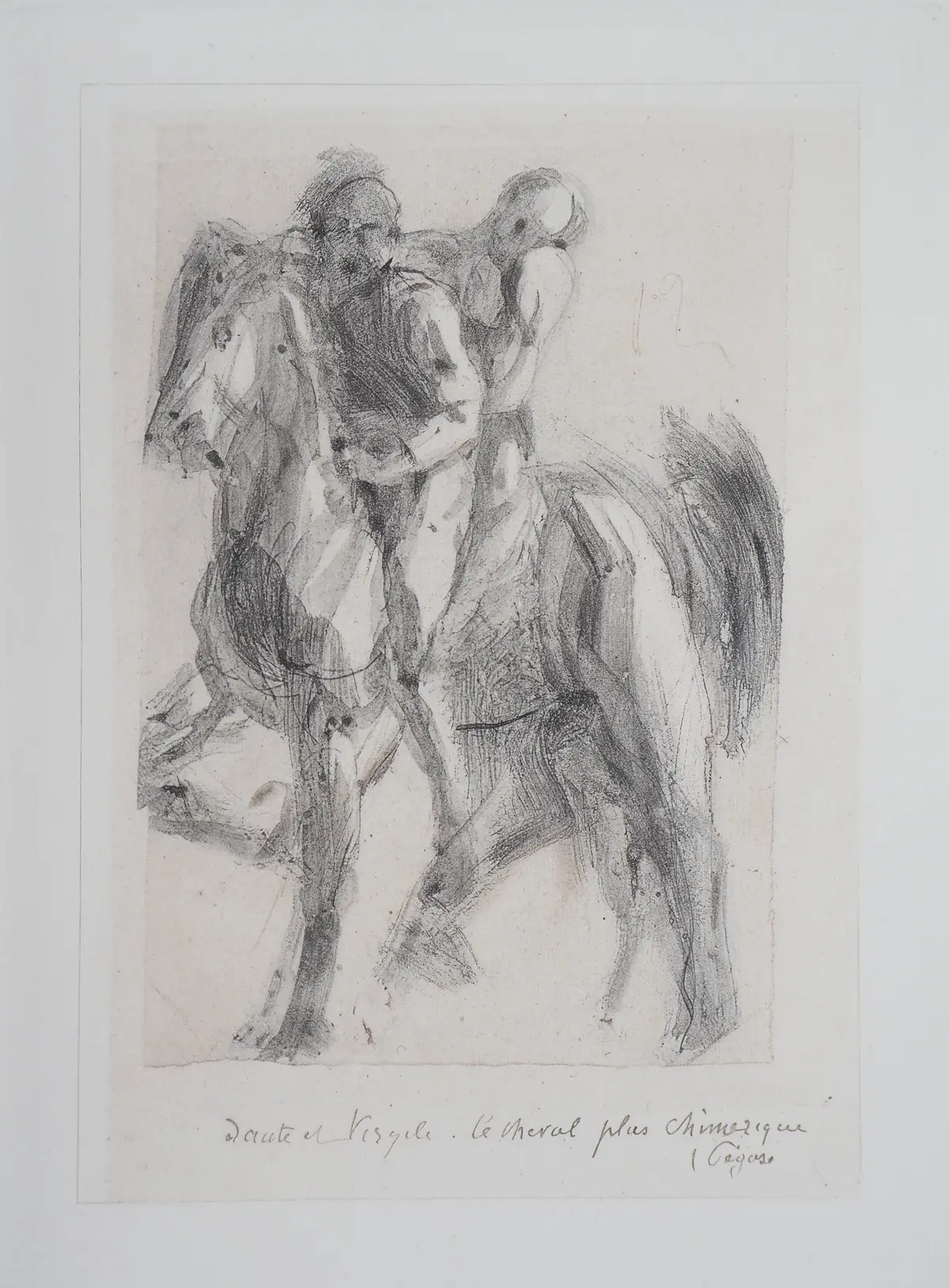 Auguste RODIN (d’après) : Dante et Virgile sur un cheval chimérique - Gravure
