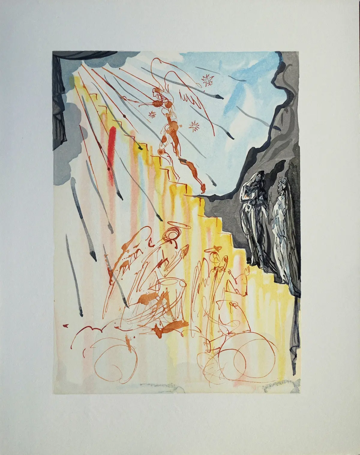 Salvador DALI : L'échelle mystique, Bois gravé original