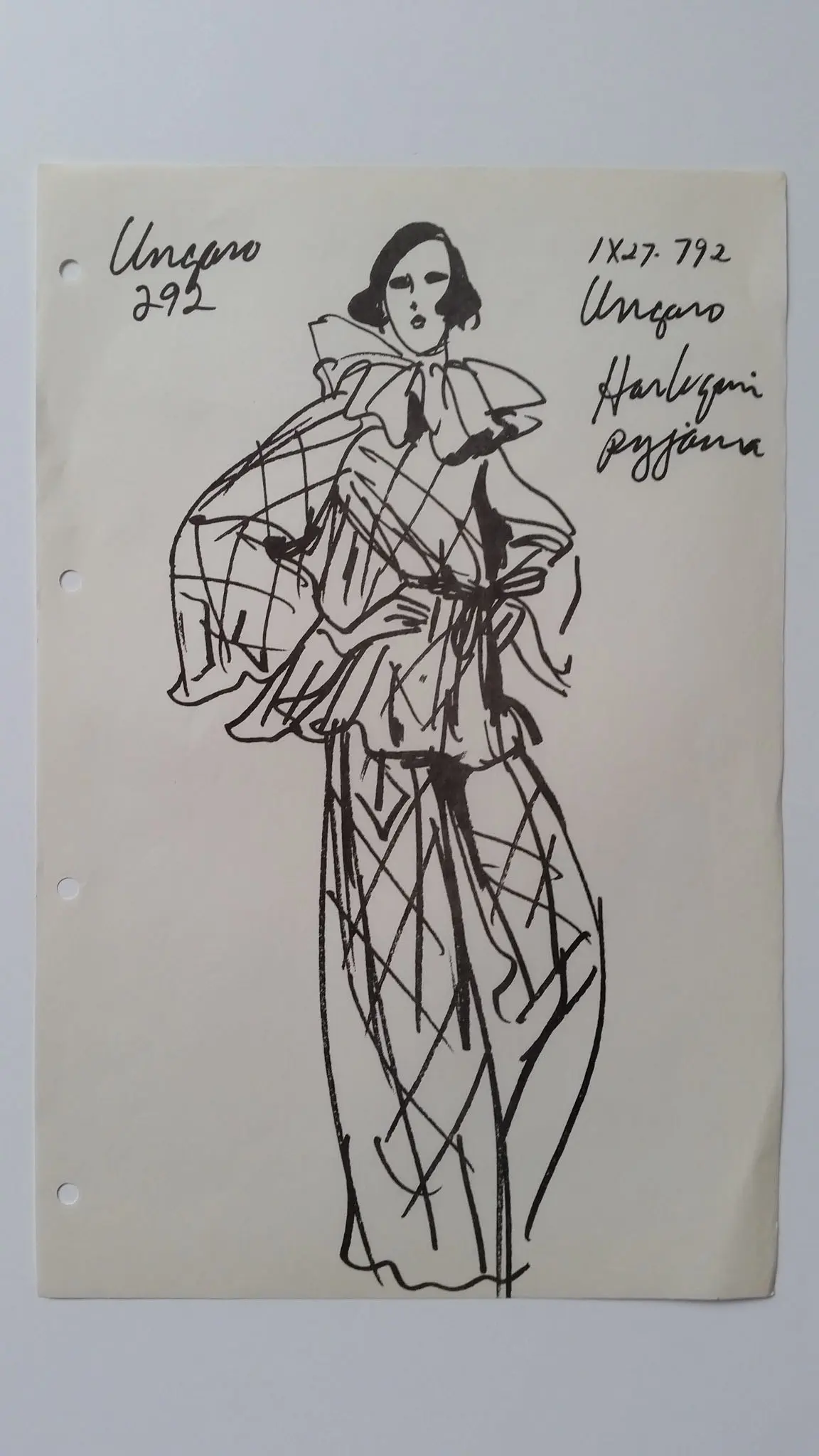 Emanuel Ungaro -Ensemble pyjama Arlequin, Croquis