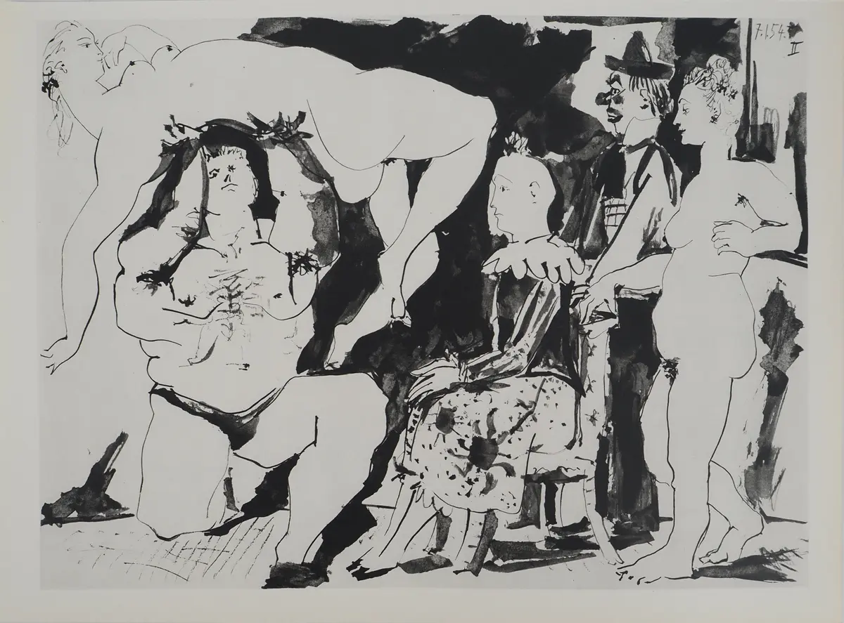 Pablo PICASSO : Comédie Humaine, L'homme le plus fort au cirque, Héliogravure