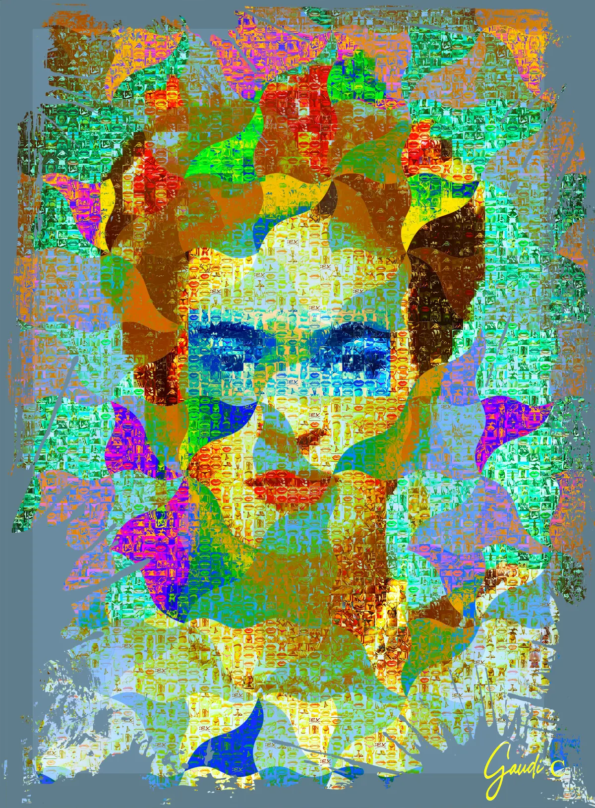 Gaudi .C - Frida-kahlo-pop-art-mosaique, 2025 - Photographie