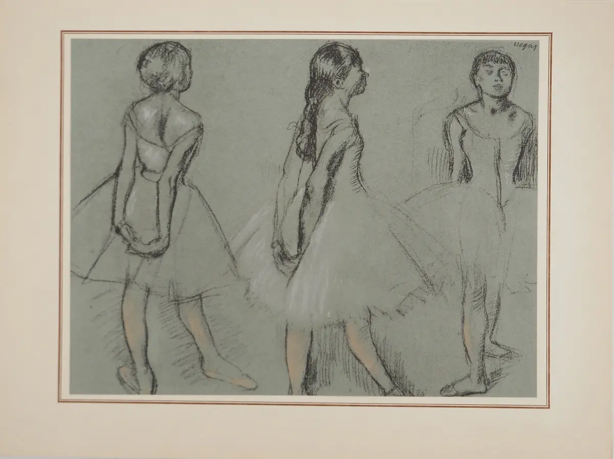 Edgar DEGAS : Les trois petits rats de l’opéra, Lithographie et pochoir signée