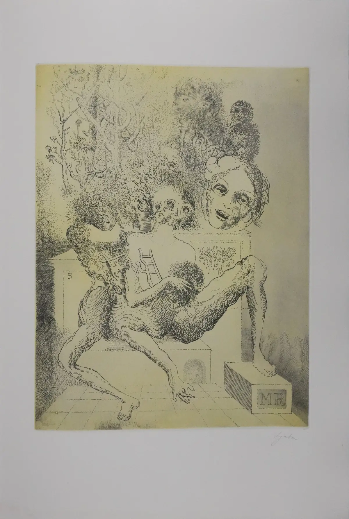 Popovic LJUBA : Dans son parc, Gravure originale signée