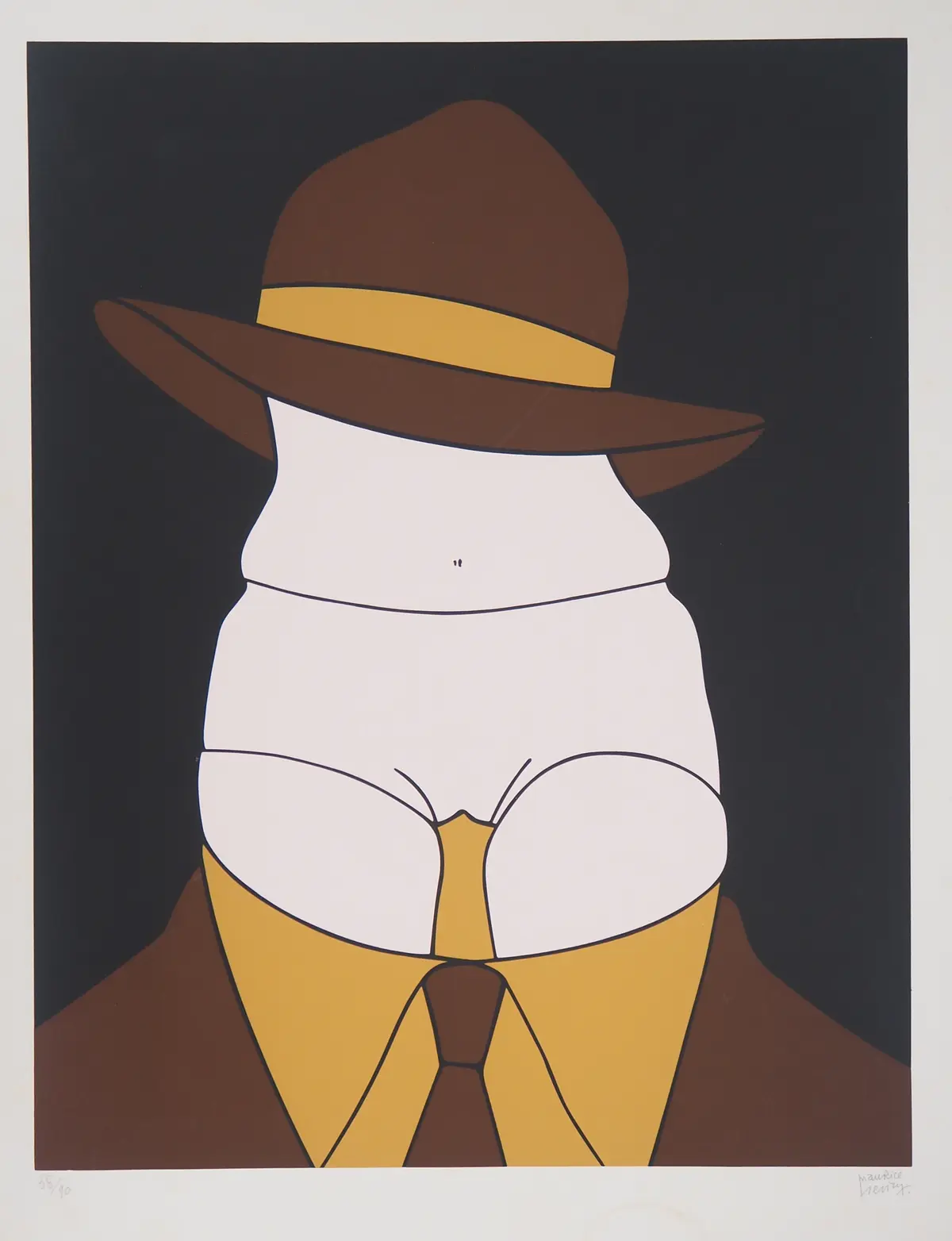 Maurice HENRY : Monsieur au chapeau - Sérigraphie signée au crayon