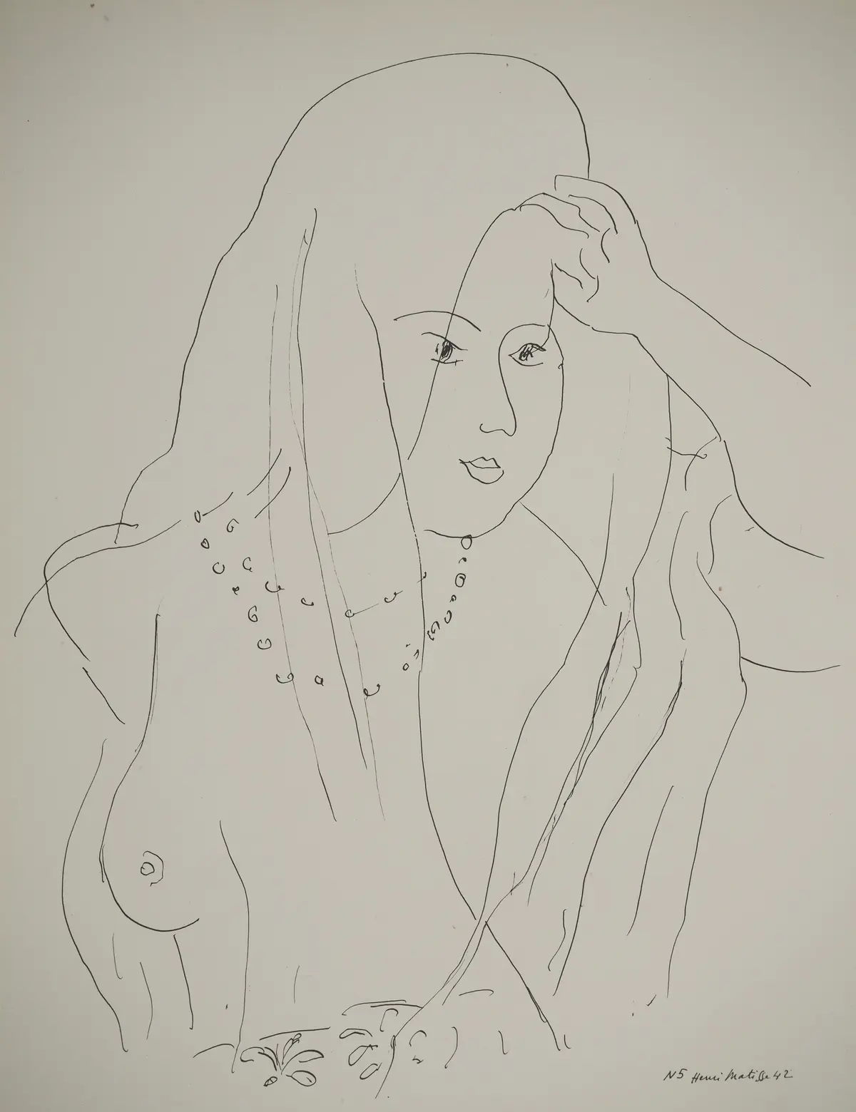 Henri MATISSE : Nu aux perles et au voile, Lithographie signée