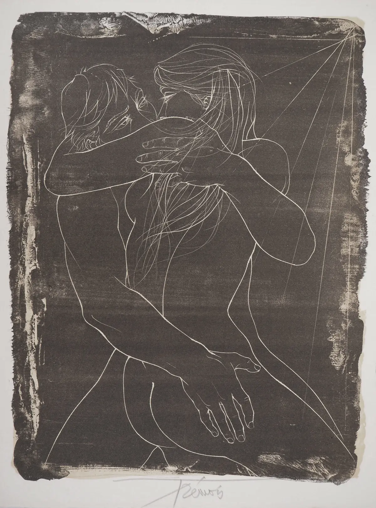 Pierre-Yves TREMOIS - Couple enlacé - Lithographie originale Signée