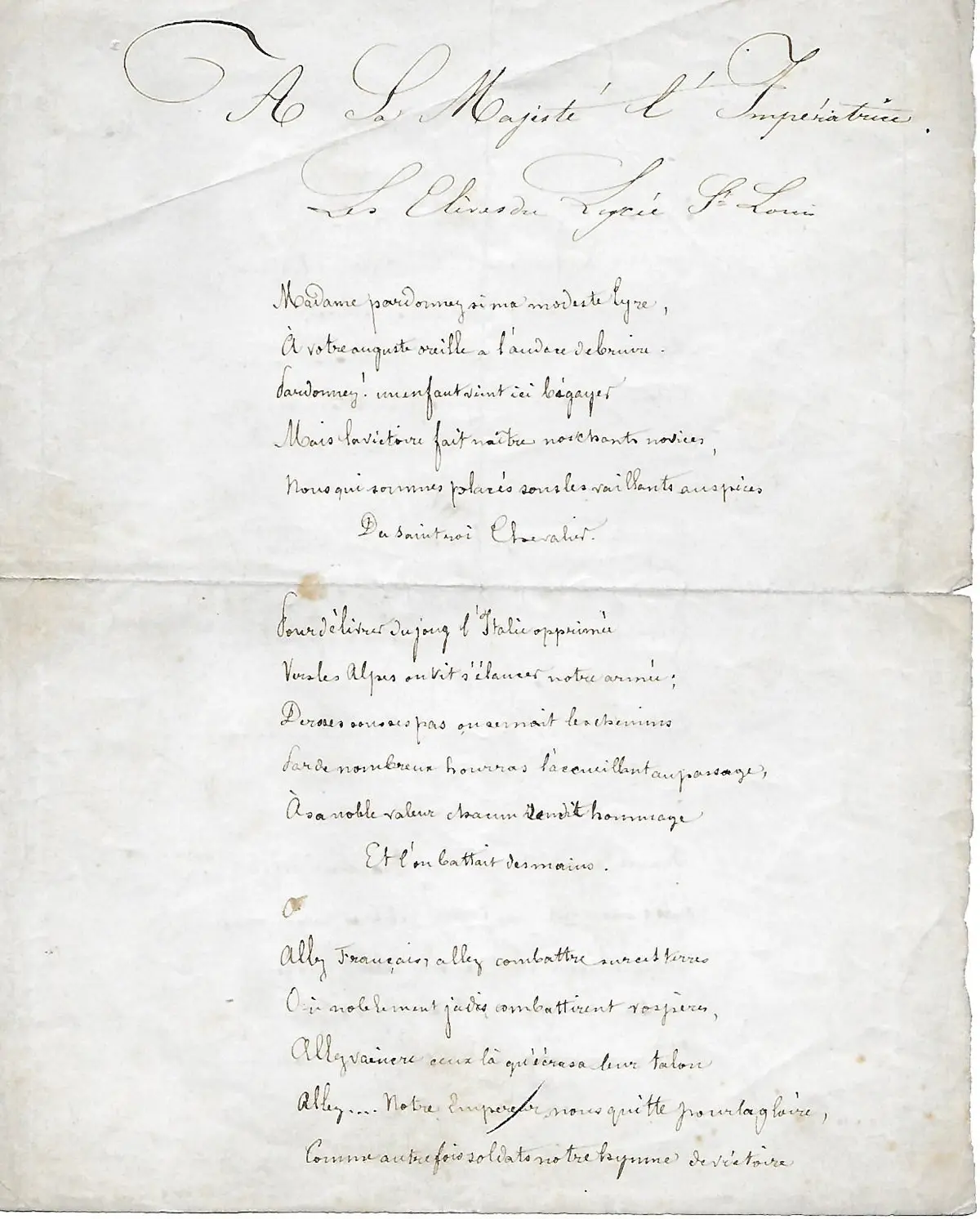 Emile ZOLA – Poème autographe signé