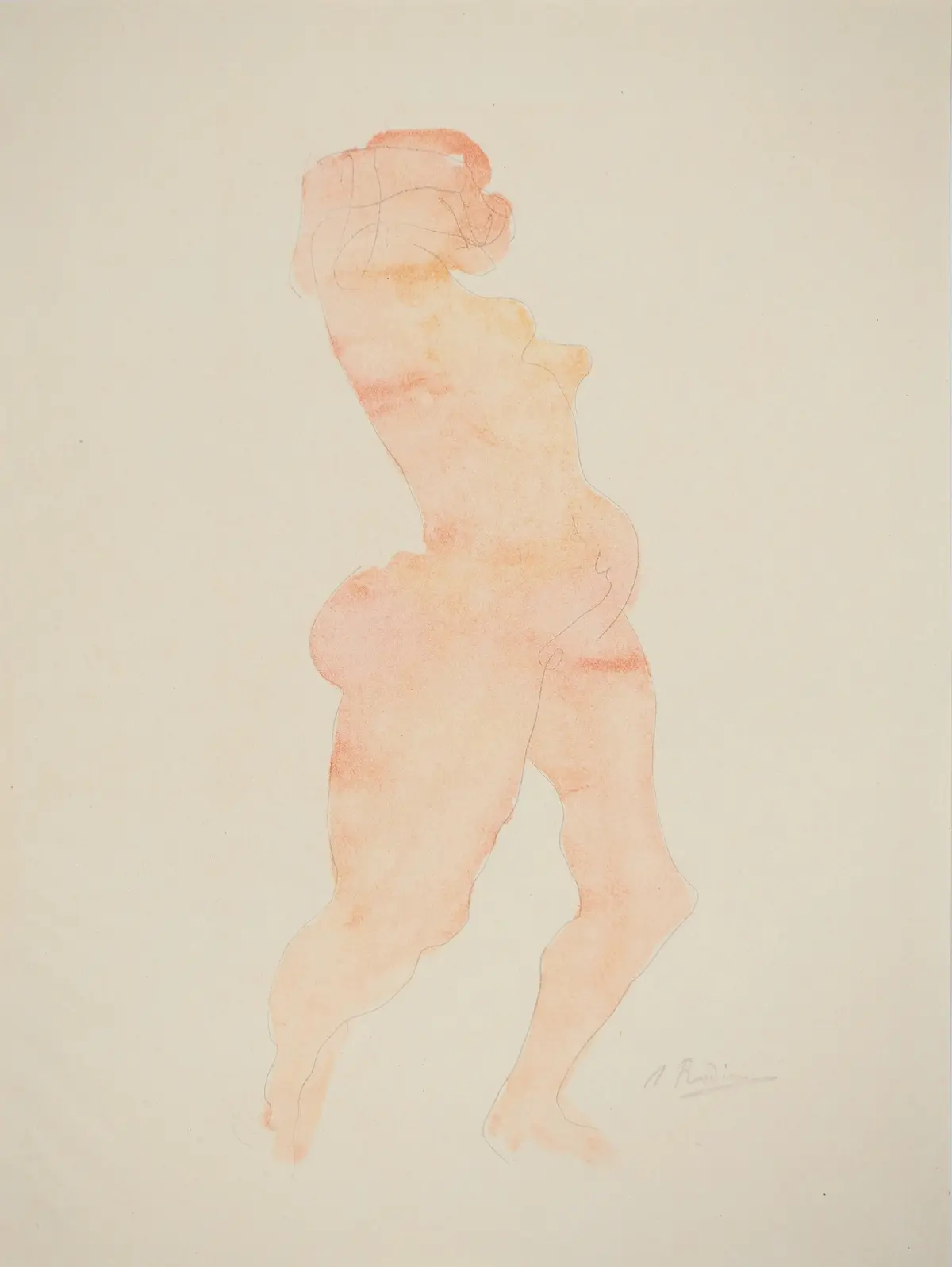 Auguste RODIN : Nu dansant, Lithographie et pochoir signé