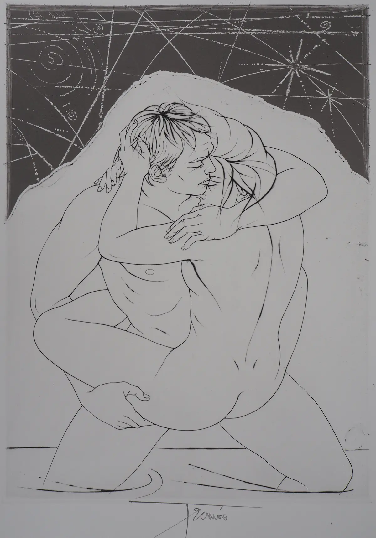 Pierre-Yves TRÉMOIS : Couple sous les étoiles - Gravure Originale Signée