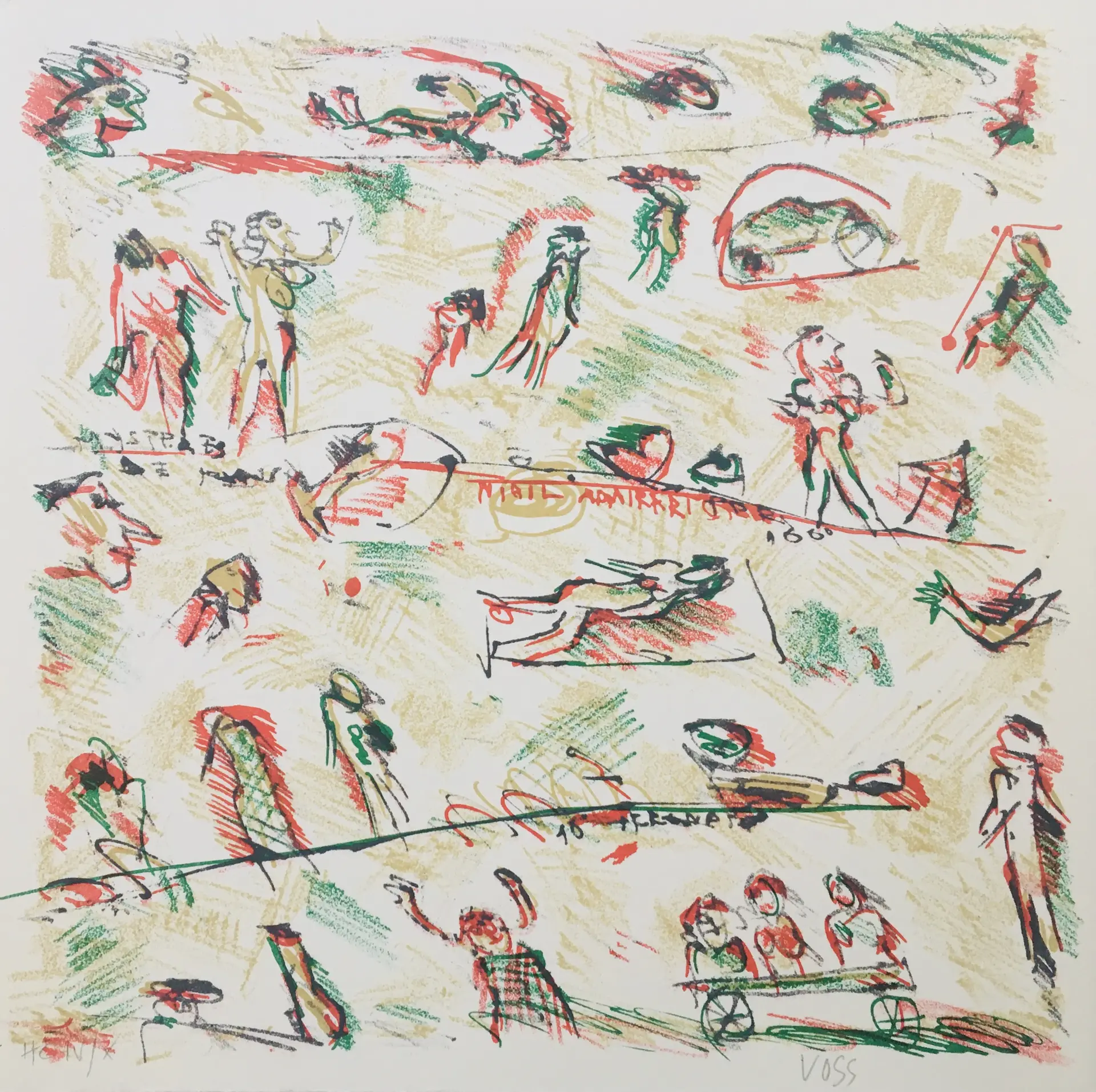 Jan VOSS - Sans-titre, 1964 - Lithographie originale signée au crayon