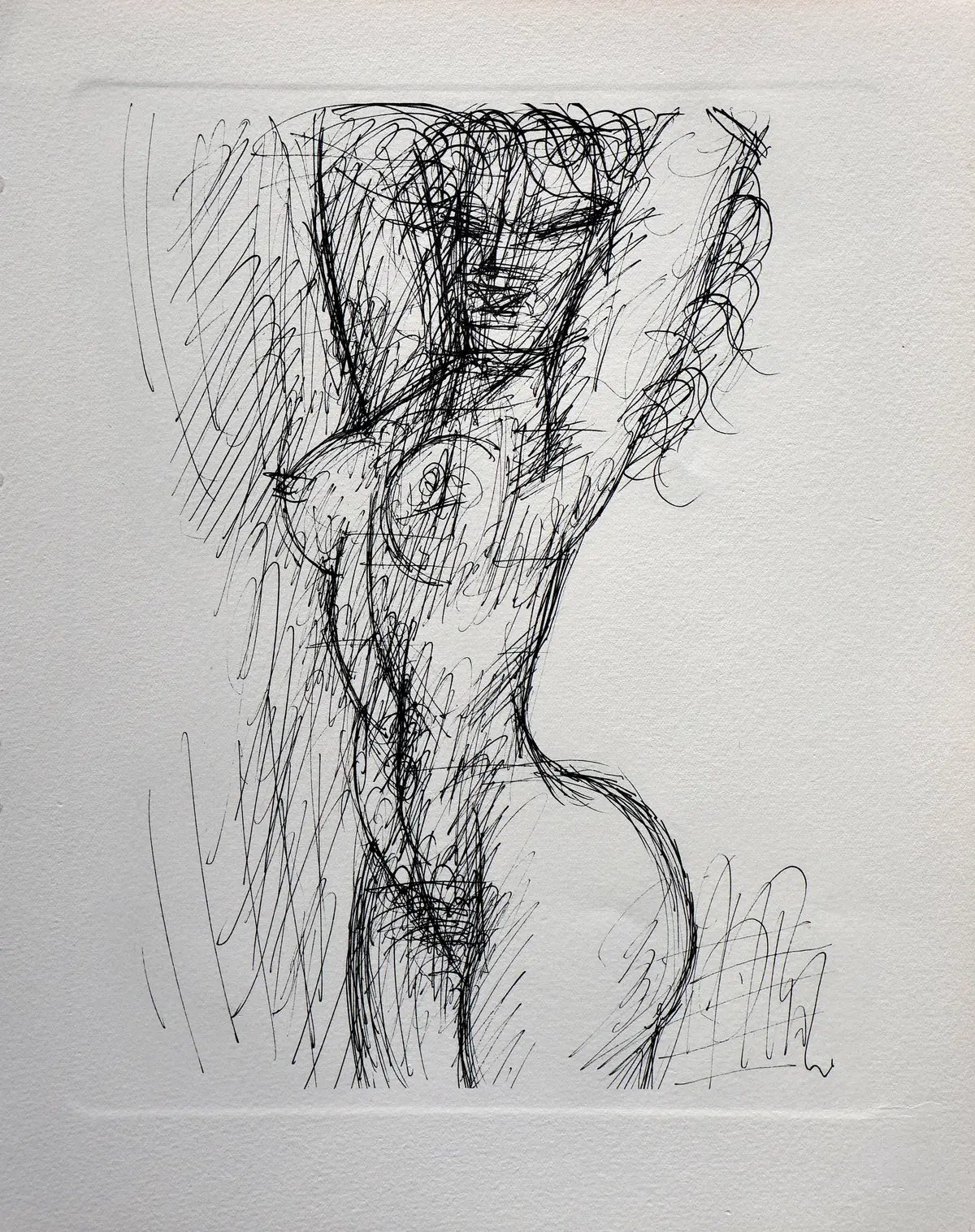 Marcel GROMAIRE : Modèle nu bras levés , Gravure, 1952