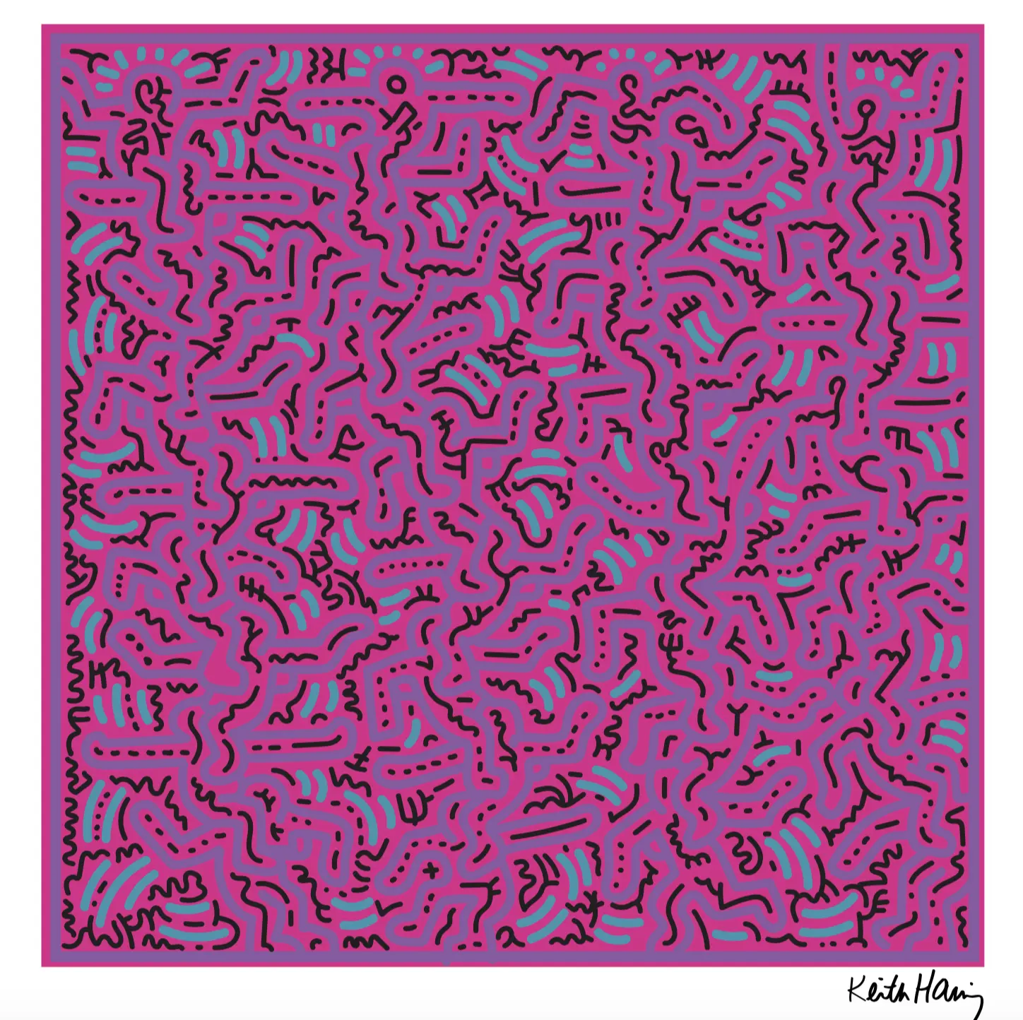 Keith HARING (d’après) - Dancing people Purple - Sérigraphie