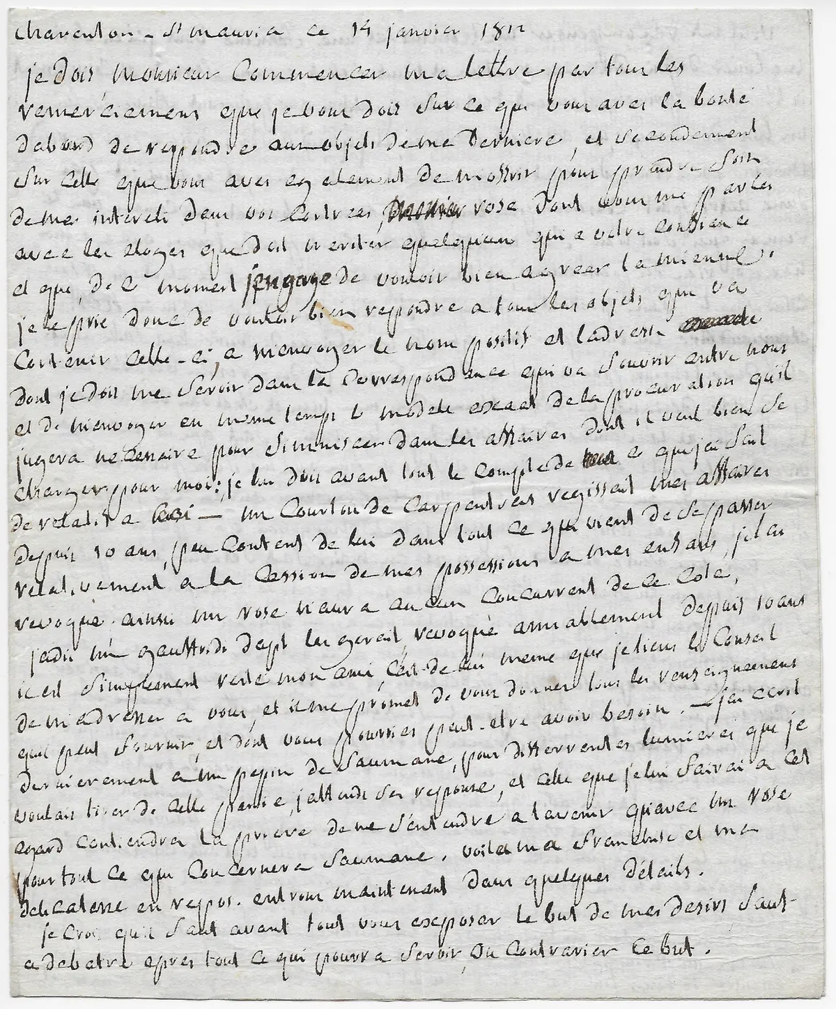 Le marquis de SADE – Lettre autographe signée