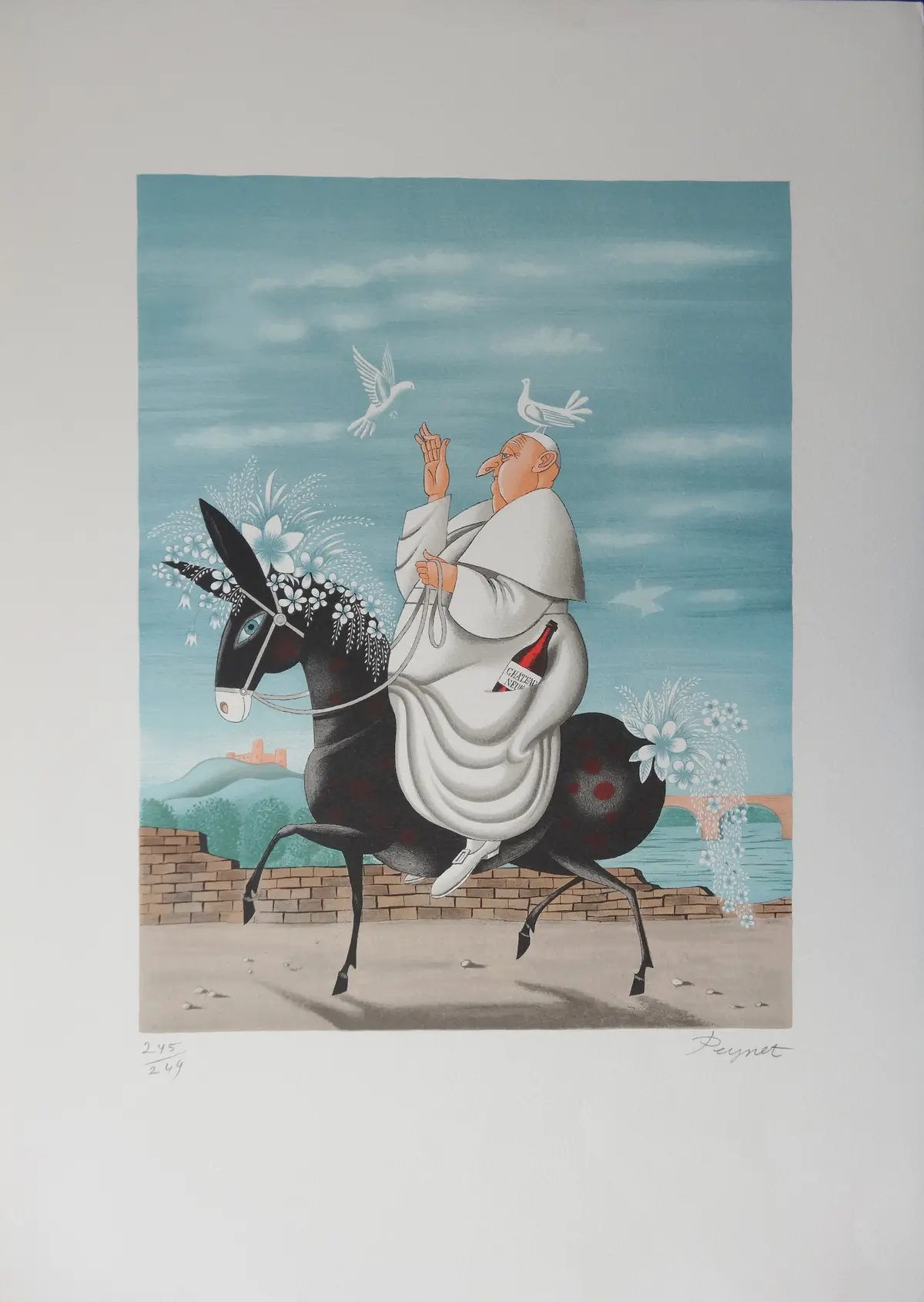Raymond PEYNET - La mule du Pape - Lithographie originale signée au