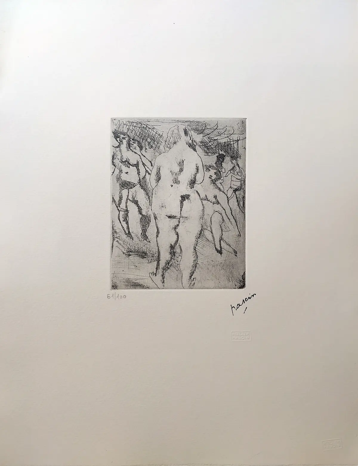 Jules PASCIN - Six femmes nues, 1929 - Gravure