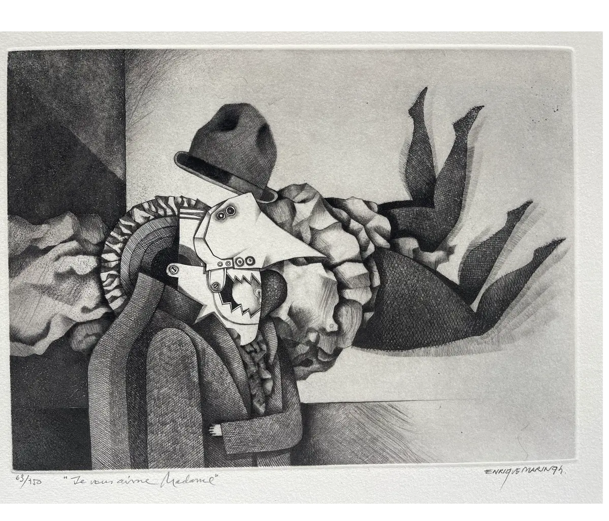 Enrique MARIN MUÑOZ - Je vous aime Madame, 1994 - Gravure originale
