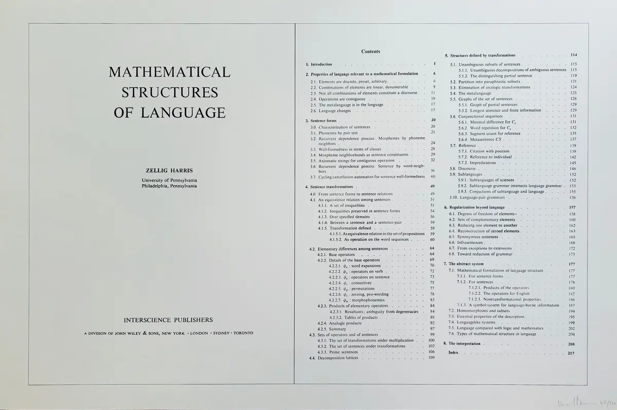 Bernar VENET - Mathematical Structures of Language, 1969 - Lithographie