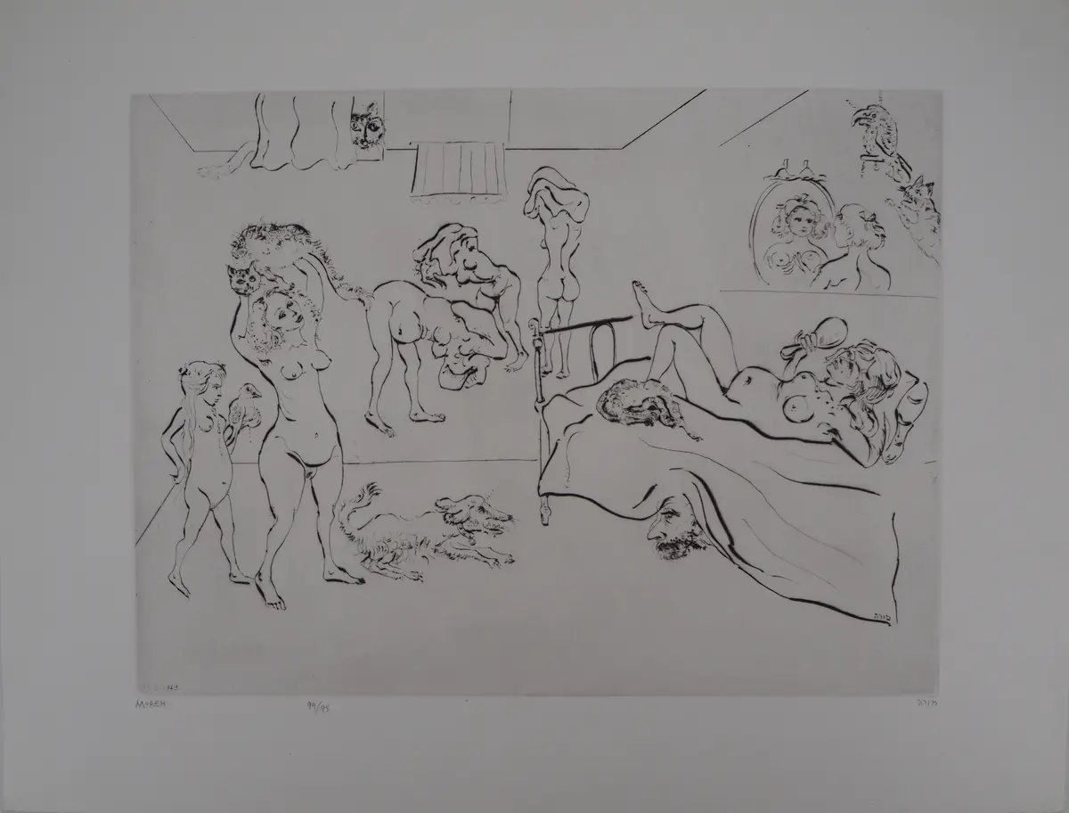 Mordecaï MOREH : La toilette - Gravure originale signée