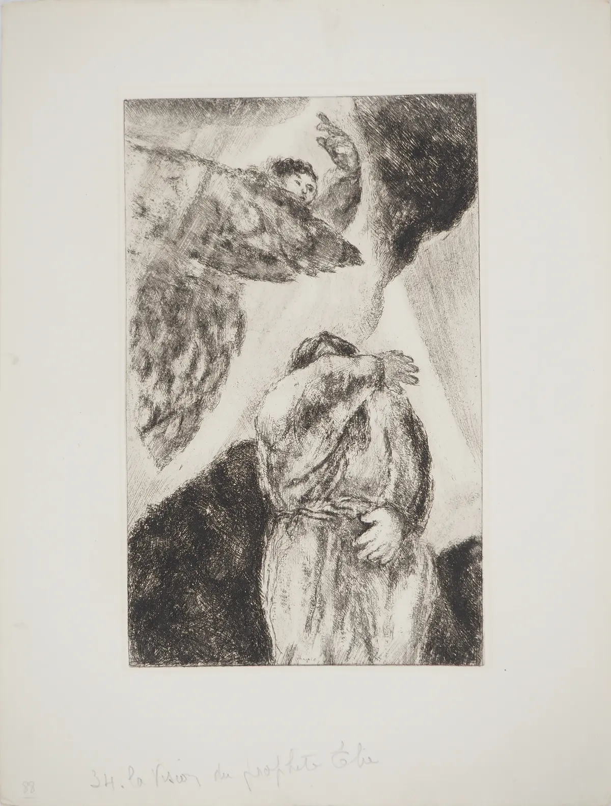 Marc CHAGALL : La vision d'Elie, Gravure originale signée