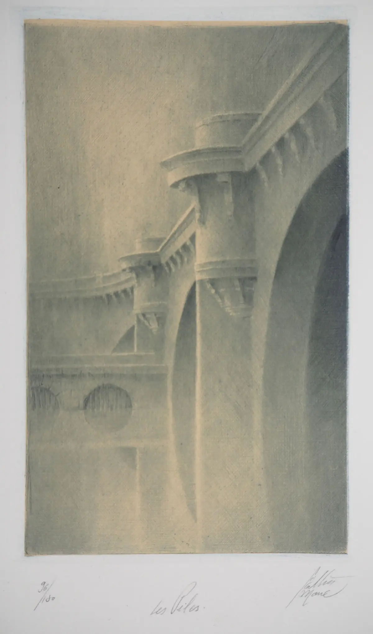 Jean Michel MATHIEUX-MARIE: Piles du Pont Neuf - Gravure originale