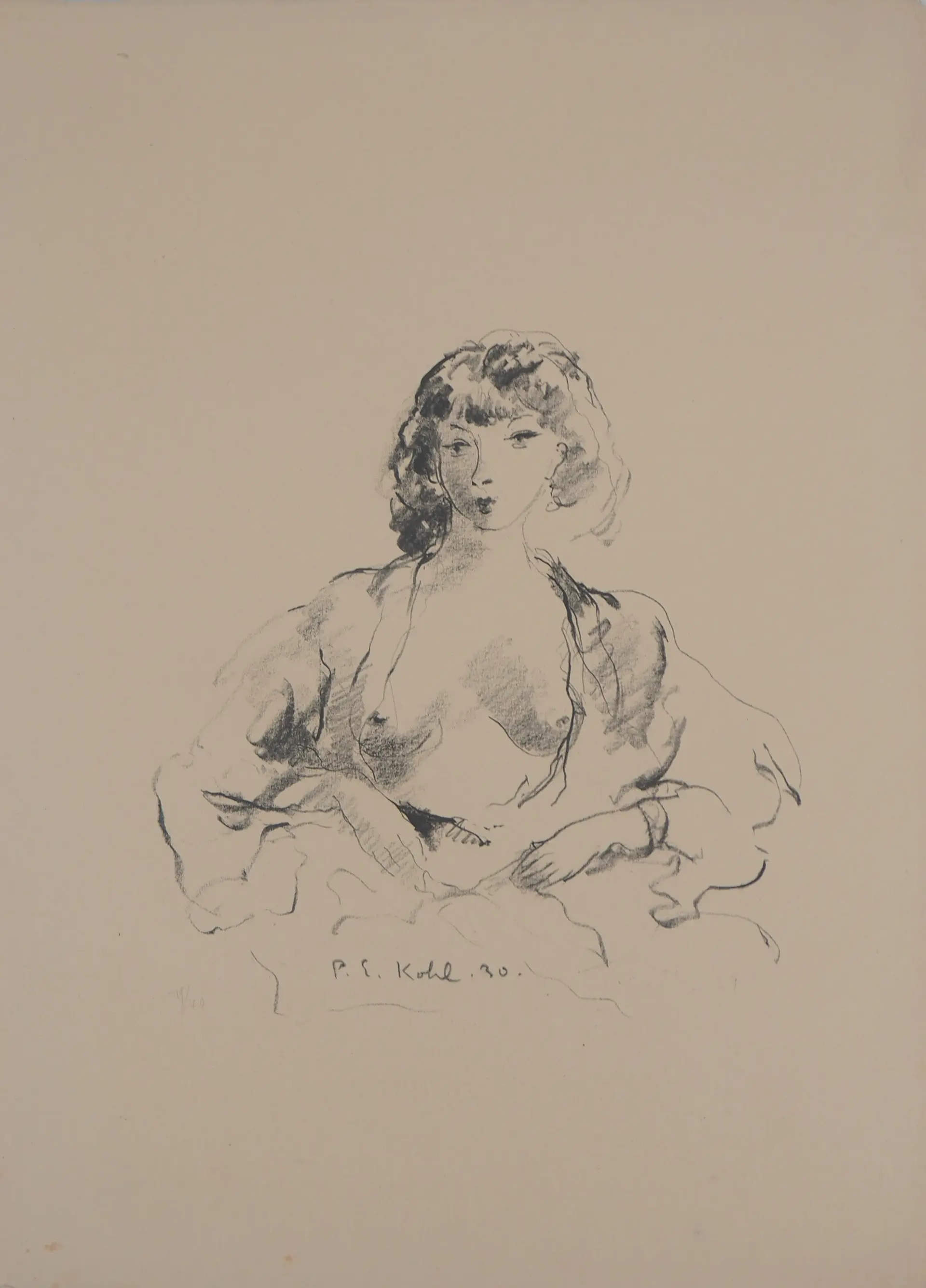 Pierre-Ernest KOHL - Femme se rhabillant - Lithographie originale signée