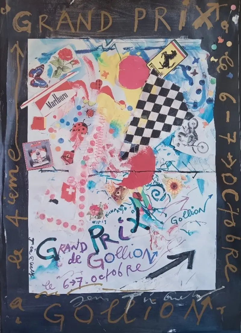 Jean Tinguely - Affiche originale Grand Prix de Gollion 1990 - Signé