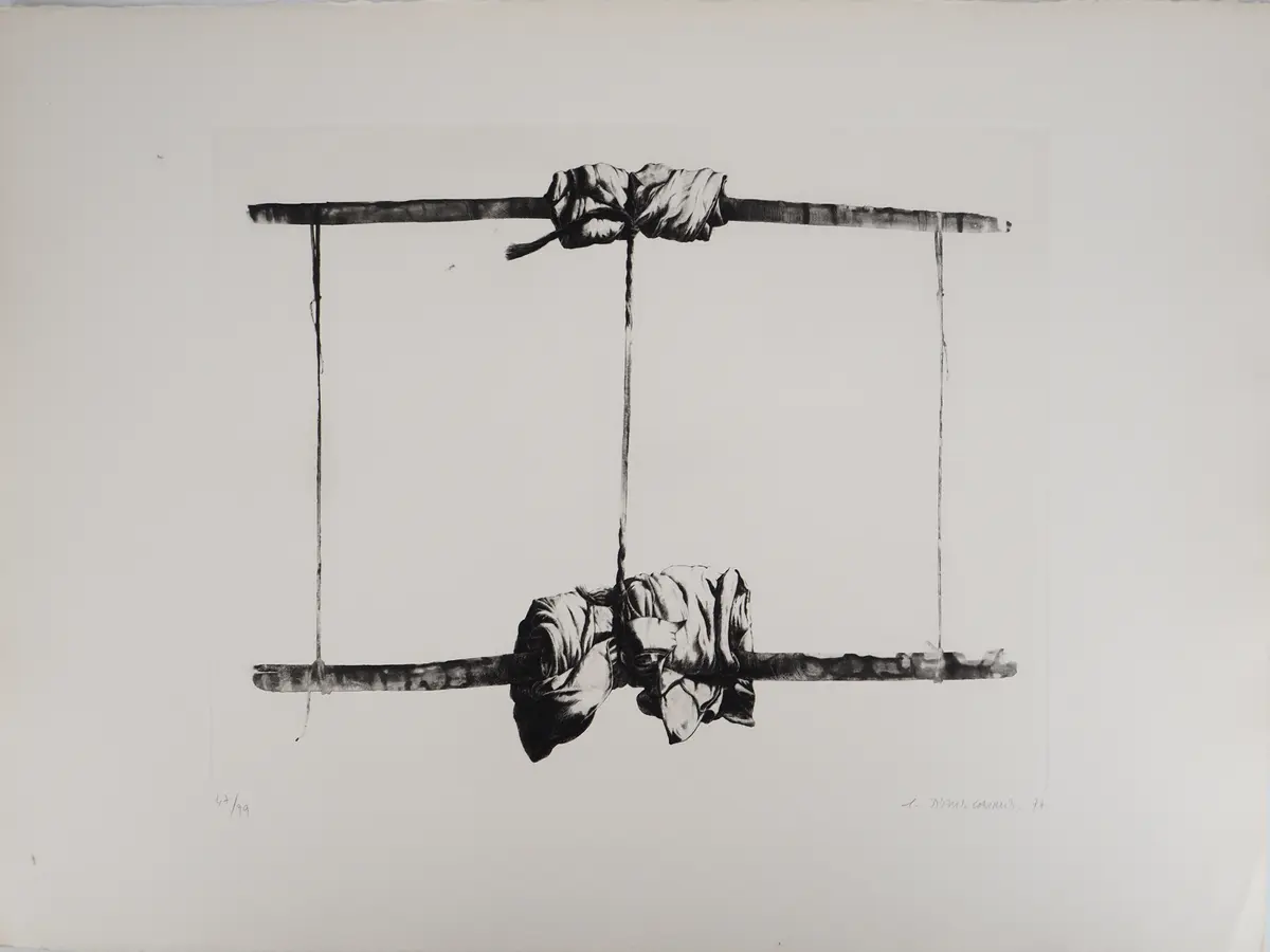 TITUS-CARMEL - Agencement d’agrès et symétrie, 1977 - Pointe sèche
