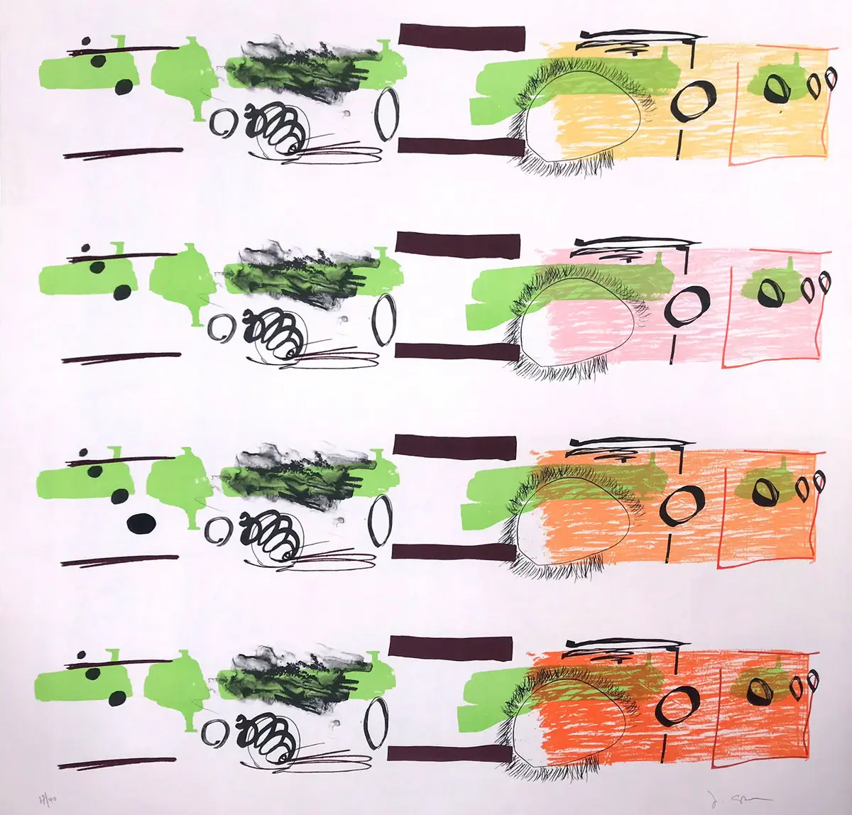 Jessica STOCKHOLDER - Aspect Syllabary : Stagger, 2015 - Lithographie