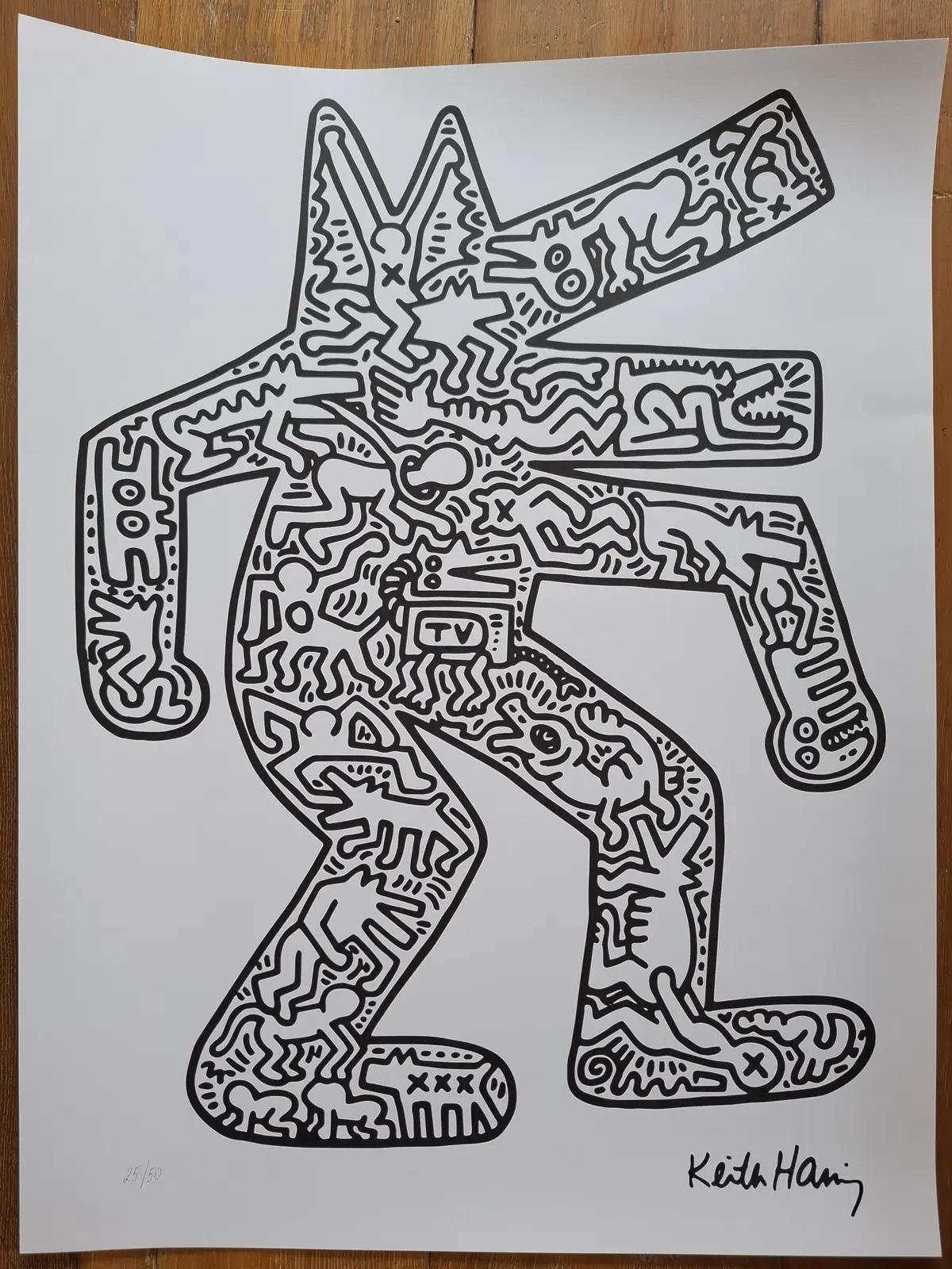 Keith Haring (d’après) - Chien dansant (blanc), 1987, sérigraphie