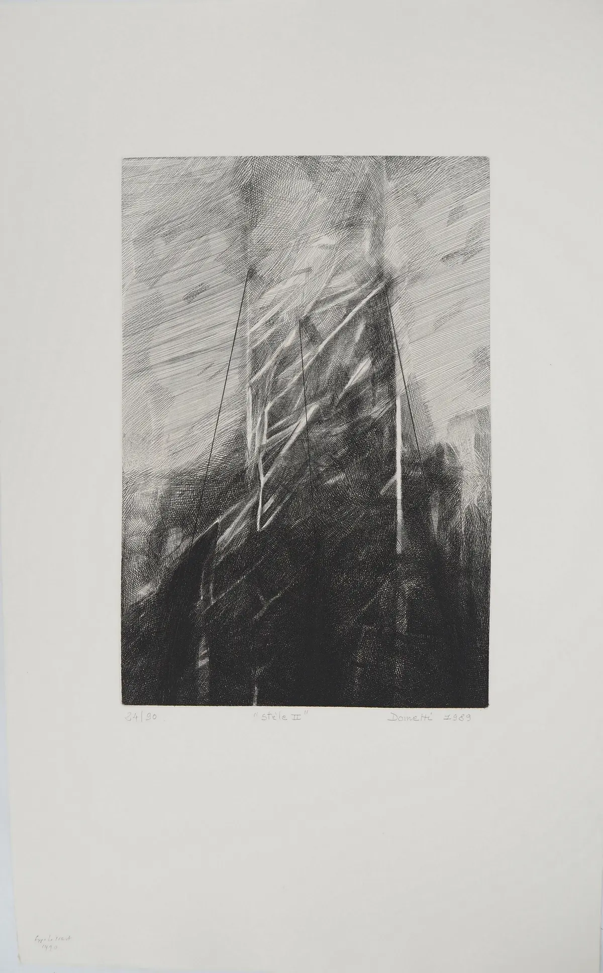 Jean DOMETTI, Stèle II, 1989 - Gravure sur cuivre originale signée