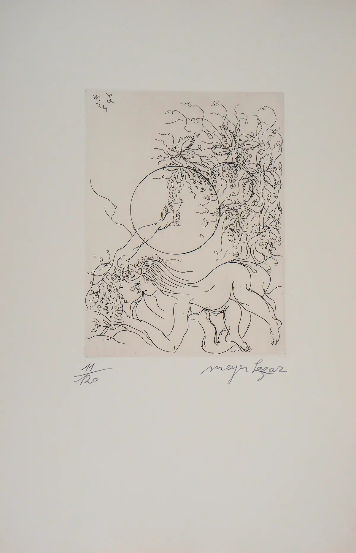Meyer LAZAR : De l'amour et du vin, Gravure originale signée
