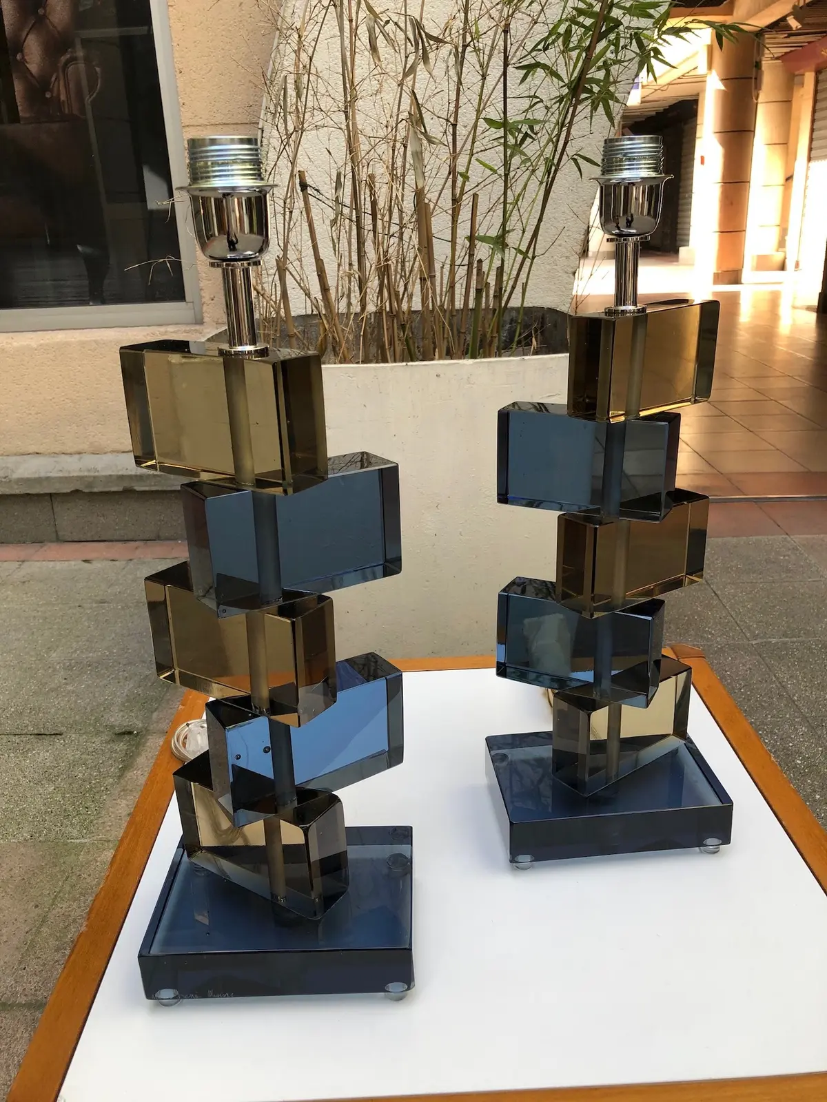 Alberto DONA - Paire de lampes 1 en verre de Murano, circa 1980